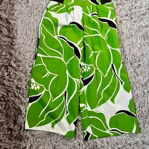 Green and white floral Eccentric Retro Y2K Fairy Maximalist Wide Leg Capris